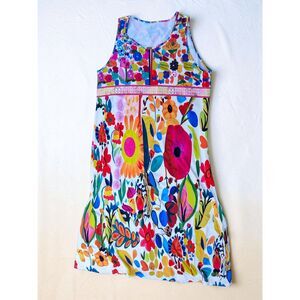 Plus Size 3X Boho Artistic Floral A-Line Dress - Vibrant Multi-Color